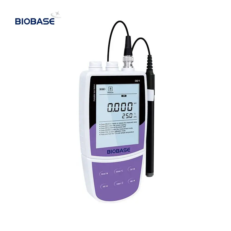 BIOBASE usine PH testeur Concentration ionique/mV/température Test fonction de lecture automatique laboratoire Portable pH/lon mètre PH-321