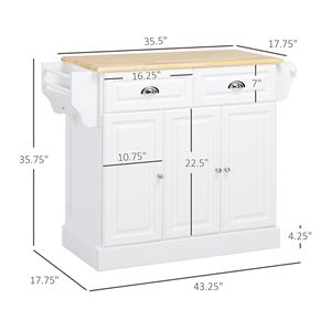 Carrello da Cucina Moderno in Rovere/Legno Effetto Marmo/MDF Bianco con Ruote, Cassetti e Design Ecologico - Product Image 3