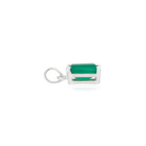 Pendentif solitaire en onyx vert taille émeraude, argent sterling 925, sertissage griffe, géométrique classique, unisexe, pour usage quotidien - Product Image 5