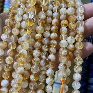 Perles en vrac de quartz citrine naturel 8 mm, sculptées, gravées, polies, pierres semi-précieuses, bracelet et collier porte-bonheur, vente en gros - Product Image 4