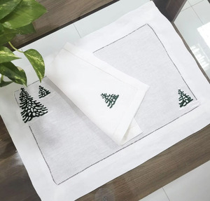 Ensemble de napperons et de serviettes de table en lin 100% pour Noël, broderie personnalisée Quang Thanh, broderie de luxe, pour la maison, le restaurant, les fêtes - Product Image 2