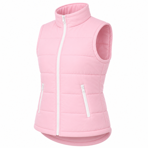 Chaleco Acolchado Rosa para Mujer con Cuello Alto, Sin Mangas, Informal, para Invierno, Largo Regular, Color Sólido - Product Image 5
