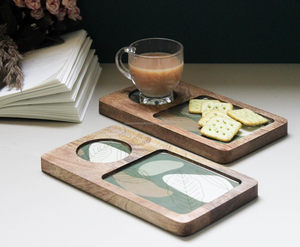 Bandeja de Servir de Madera Ecológica Hecha a Mano, Personalizada con Impresión, Apta para Lavavajillas y Microondas, para Uso en Restaurantes - Product Image 5