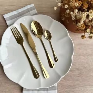 Elegante Juego de Cubiertos de Acero Inoxidable Ecológico para Cocina y Comedor, Combinación de Cuchara, Tenedor y Cuchillo para una Configuración Moderna de Vajilla - Product Image 1