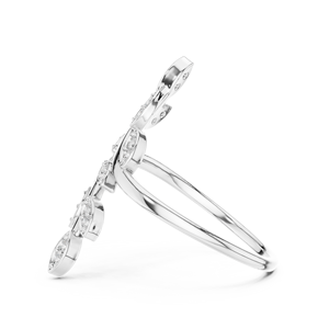 Anillo de Diamantes Cultivados en Laboratorio DEWDROP LEAF, Oro Blanco de 18 Quilates con Baño de Rodio, Corte Brillante, para Compromiso, Boda, Fiesta, Regalo de San Valentín - Product Image 4