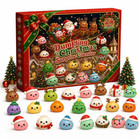 Calendrier de l'Avent promotionnel de Noël : Squishies en forme de raviolis – Compte à rebours de 24 jours – Boîte surprise anti-stress pour un plaisir garanti – Cadeaux et jouets