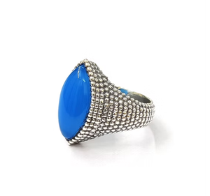 Anillo de Calcedonia Aqua con Forma de Marquesa para Hombre, 7.9 Gramos, Hecho a Mano, Plata 925, Joyería para Uso Diario - Product Image 2