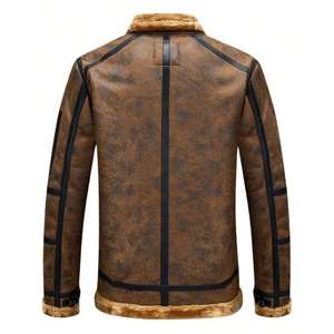 Chaqueta de Motociclista Personalizada para Hombre, de Piel de Oveja Marrón Oscuro, Forrada con Sherpa y Piel Sintética, Cálida para Invierno, Servicio OEM - Product Image 6