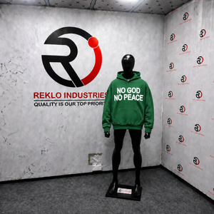 Green No God No Peace Graphic Hoodie Oversized Streetwear Pullover Sweatshirt Unisex Men <b>Women</b> Casual Fashion Hooded <b>Top</b> Bold - Product Image 3