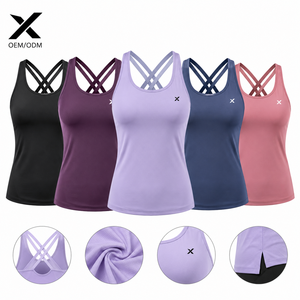 Camisetas de Tirantes Deportivas para Mujer X Sports City, Color Sólido, Tejido de Punto, Espalda Cruzada, Secado Rápido, Estilo Deportivo, Largo Regular, Colores de Moda OEM - Product Image 1