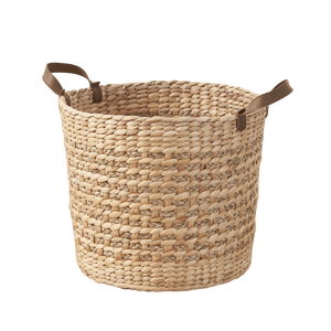 Natural Brown 16\" Water Hyacinth <b>Woven</b> Round Storage <b>Basket</b> Multi-Use <b>Woven</b> <b>Baskets</b> - Product Image 1