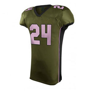 Uniforme de Fútbol Americano Sublimado Personalizado, Conjunto de Pantalones y Camiseta Verde Oscuro para Hombre, Cuello en V, Malla, Manga Corta, Absorbe la Humedad - Product Image 2