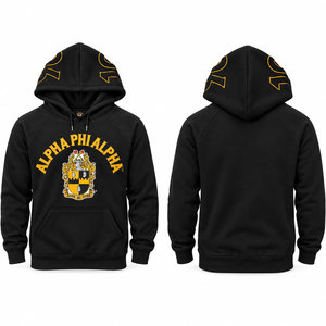 Sudadera con capucha negra de algodón para hombre con cremallera, estampado con el número 1906 en amarillo y bolsillo. - Product Image 4
