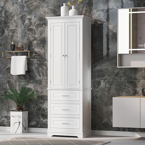 Mobile Alto con Tre Cassetti per Bagno o Ufficio, Arredo Bagno - Product Image 1