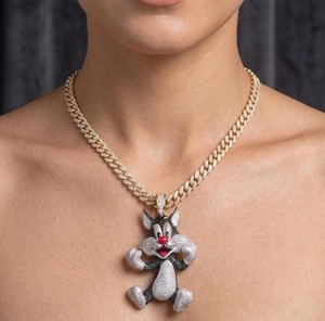 Colgante de Lujo con Diamantes Microincrustados de Hip Hop de Sylvester el Gato, Chapado en Oro, Certificado GIA, para Fiestas Infantiles - Product Image 3