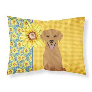 Arte de verano decorativo zorro rojo y Labrador Retriever en girasoles ligero y súper suave funda de almohada de tamaño estándar cuidado fácil - Product Image 1