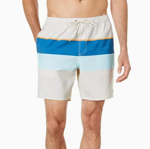 Short de bain rayé pour homme, taille mi-haute, cordon de serrage, séchage rapide, décontracté, longueur courte, en polyester - Product Image 2