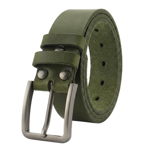 Cinturón de Cuero Vacuno Casual para Hombre, Estilo Retro, Acabado Lavado a Mano, Hebilla de Aleación, Diseño Trenzado Sólido - Product Image 3