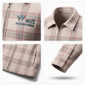 WIZE INTERNATIONAL – Veste en polaire à carreaux pour homme, col rabattable, fermeture éclair, décontractée, coupe-vent, réversible, pour l'automne - Product Image 5