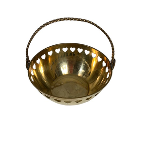 Superior Quality Brass Bowl <b>Basket</b> Gold-Plated Heart Cutouts Bowl Modern Customizable Serving Bowls for Dry Fruits Snacks Bowl - Product Image 1