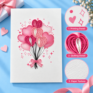 Wholesale Romantic Heart Balloon Quilling Card Custom <b>Handmade</b> Greeting Card With Envelope Artistic Gift <b>Paper</b> Card Manufacturer - Product Image 4