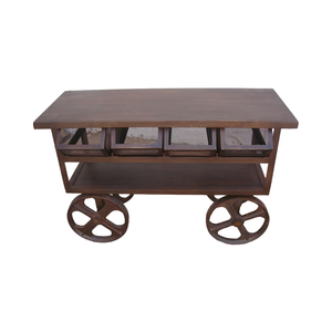 Table de coffre de roue faite à la main de haute qualité en bois massif récupéré finition en fer rouille Antique au prix de gros pour la décoration intérieure - Product Image 1