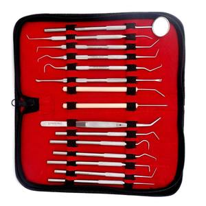 Kit d'instruments dentaires avec étui, miroir et cure-dents, en acier inoxydable, manuel, 15 pièces, CE Shuja Surgico - Product Image 3