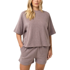 Ensemble de vêtements d'été pour femmes, t-shirt à manches courtes et short, ensemble 2 pièces, t-shirts amples et shorts, logo personnalisé, ensemble d'été pour femmes - Product Image 1