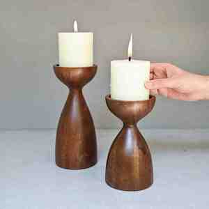 Porte-bougie rond en bois massif fait main avec impression personnalisée et support pour table à manger, centre de table de mariage, décoration intérieure - Product Image 4