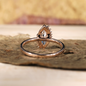 Marquise Cut Moissanite Diamond Engagement <b>Ring</b> Asymmetrical Halo Bridal Promise <b>Ring</b> Yellow Gold IGI Certified Anniversary 18k - Product Image 3