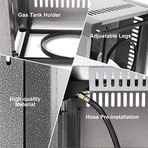 Tavolo con Braciere a Gas Propano da Esterno 28 Pollici, 50000 BTU, Finitura Argento, Caminetto da Patio con Coperchio in Pietra Lavica - Product Image 3