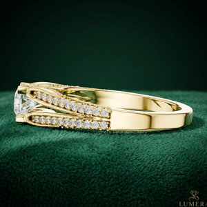 แหวนหมั้นทองคำขาว 14K ประดับเพชรทรงบริลเลียนท์คัท เพาะเลี้ยงในห้องปฏิบัติการ รับรองโดย IGI ชุบทอง 18K ดีไซน์แหวนคู่แบบแยกส่วน - Product Image 2