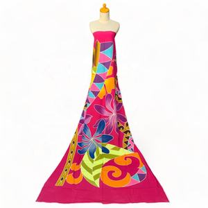 Bikini de una pieza de rayón 100% al por mayor, ropa deportiva pintada a mano, adornos florales, pareo de playa, colores sólidos, traje de baño ancho, Fitness - Product Image 2