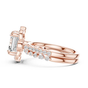 Anillo con diamantes cultivados en laboratorio con corte Asscher y detalles vintage (piedras laterales de corte redondo), certificado GRA, en oro rosa de 14 quilates. - Product Image 2