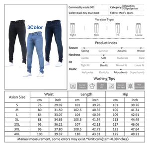 BEST ROCK INTERNATIONAL Nuevos Jeans Casuales de Moda para Hombre, 100% Algodón, Transpirables, Ligeros, Cintura Media, Verano - Product Image 6