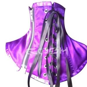 Collier de corset à col haut en satin violet brillant - Product Image 6