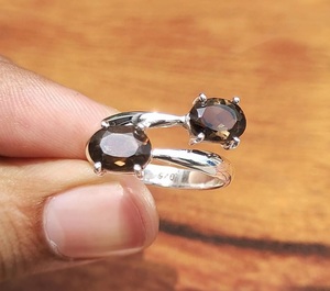 <b>925</b> Sterling <b>Silver</b> Smokey Topaz <b>Ring</b> Natural Topaz Prong Setting <b>Ring</b> Handmade <b>Ring</b> Elegant Gift for Women - Product Image 3