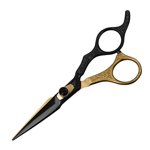 Ciseaux de coupe de cheveux de coiffeur avec logo personnalisé Ciseaux à bords tranchants droits Couleur or noir enduit Barbers Choice Eyelash Tweezers - Product Image 1