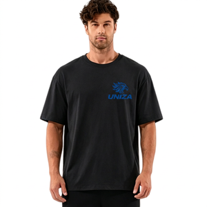 Uniza Men's <b>Red</b> Slim Fit Cotton/Bamboo Fiber Short Sleeve O-Neck Casual Gym T-<b>Shirt</b> with Front Logo Quick Dry & Breathable - Product Image 5