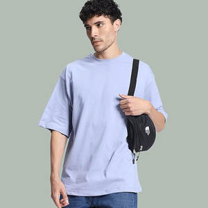 Camiseta de Manga Corta con Hombros Descubiertos, 280 g/m², 100% Algodón, Logotipo Personalizado, Camiseta de Cuello Redondo para Hombre, Venta al Por Mayor - Product Image 1