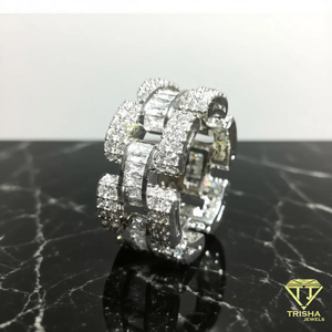 Bracelet de luxe à maillons épais avec diamants Moissanite taille baguette, entièrement serti, style Hip Hop Rapper - Product Image 1