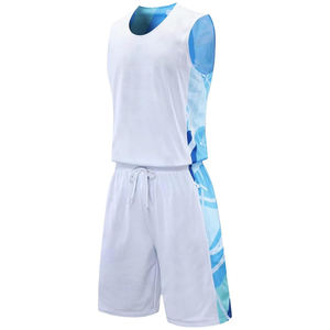 Ensemble d'uniformes de basketball personnalisés 100% polyester sans manches avec logo personnalisé, nom, numéro, impression par sublimation, broderie, appliqué - Product Image 4