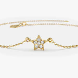 Beautiful Indian Rajasthani Style 925 Sterling Silver Gold Plated Designer Star <b>Charm</b> Bracelet With Moissanite Work Jewellery - Product Image 1