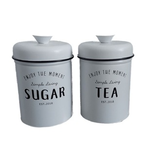 Ensemble tendance de 2 boîtes de conservation alimentaire en métal style américain avec couvercle, idéal pour la cuisine - Product Image 1