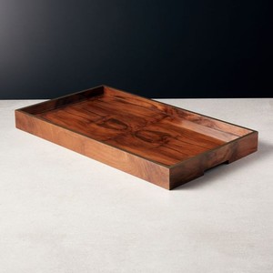 Plateau de service rond en bois fait main, plat décoratif moderne pour table, artisanat en bois - Product Image 5