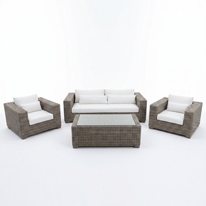 Saint Martinez Patio Setss Mahogany Wood Kuboo Rattan Grey Weaving Ksvw Fabric <b>Sofa</b> Chairs Coffee Table Luxury Outdoor Furniture - Product Image 1