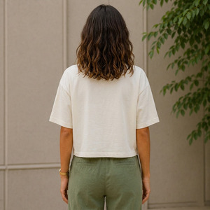 T-shirt en coton pour femme, coupe ample, absorbant l'humidité, style décontracté estival, streetwear - Product Image 5