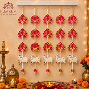 Guirnalda Colgante de Loto Indio de Moda, Decoración Festiva para Bodas, Fondo de Escenario, Decoración del Hogar para Diwali, Guirnalda de Flores Artificiales para Puerta - Product Image 1