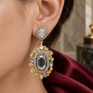 Boucles d'oreilles pendantes ovales en filigrane gris de qualité supérieure avec zircon cubique – Vente en gros - Product Image 6