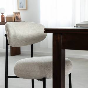 Silla Vandana Lyra Grand en tela color crudo con patas de metal negro (juego de 2) - Product Image 3